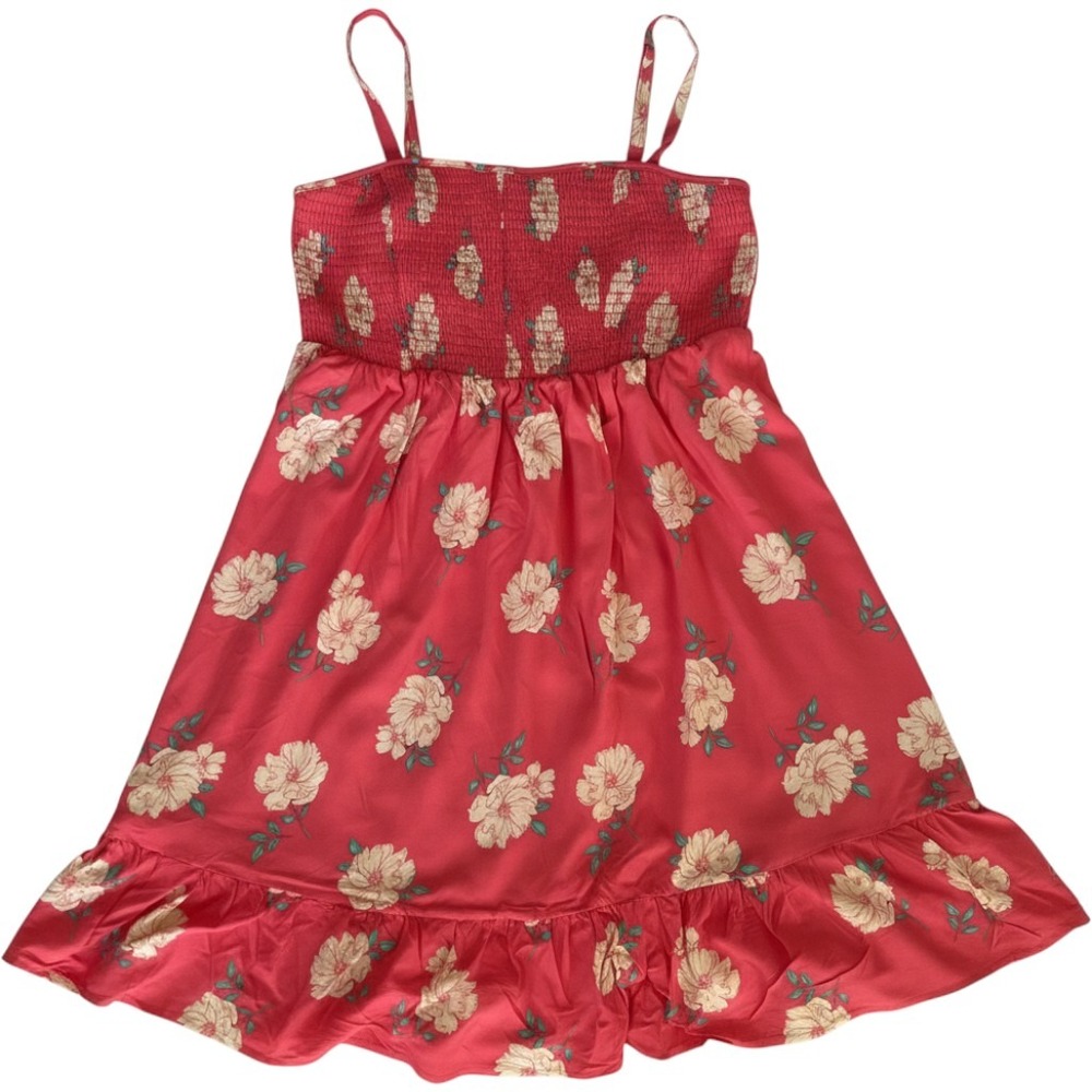 Torrid Coral Red Floral Smocked Mini Dress Plus Size 2X 18-20 NWT